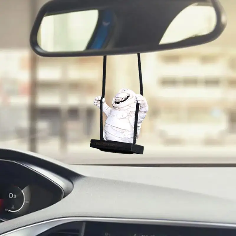 Ghost Car Rearview Mummy On A Swing Automotive Rear View Pendant Car Ornaments Car Interior Accessories Doll Pendant For Girls