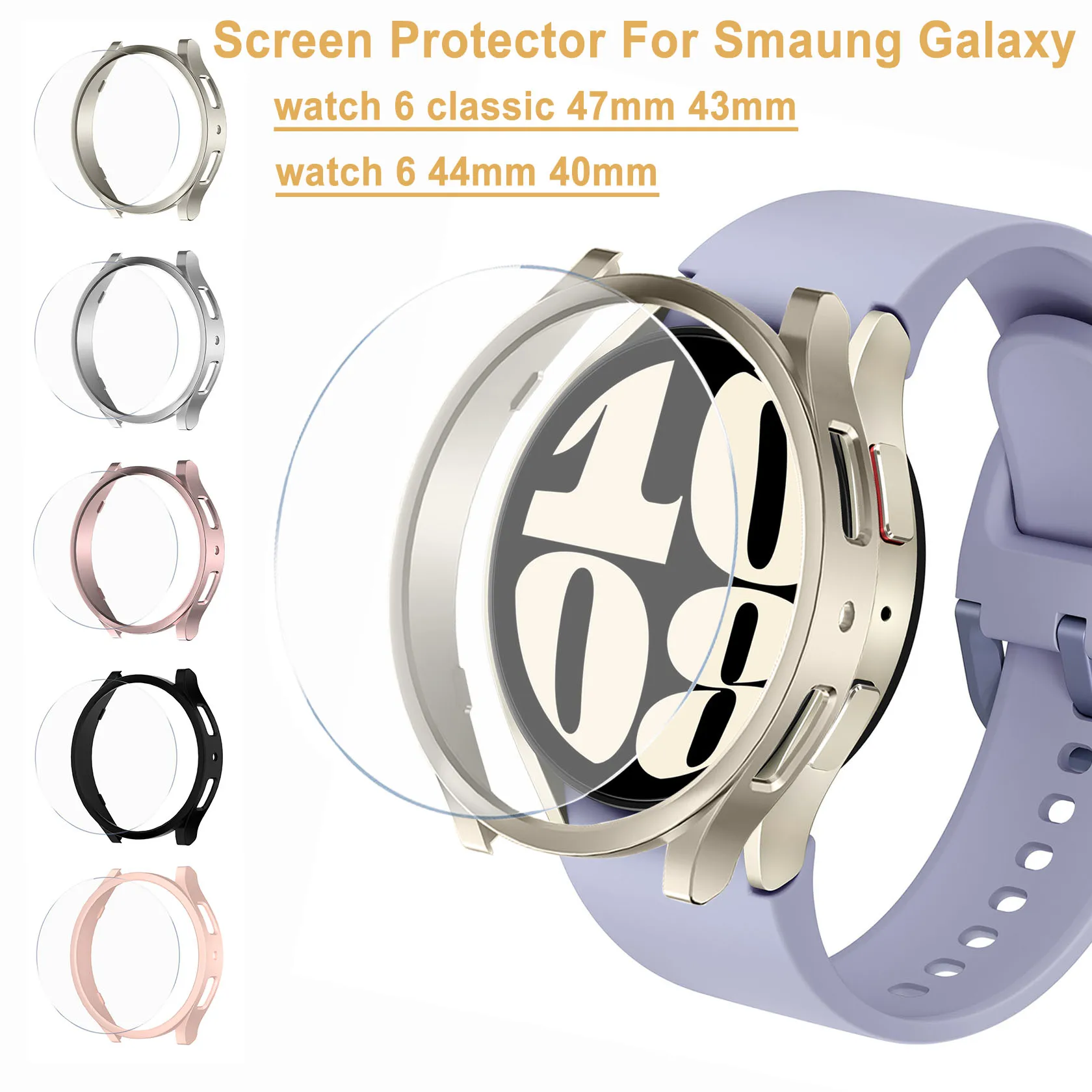 Case for Samsung Galaxy Watch 6 44mm 40mm PC Hard Hollow Frame Protective Bumper for Watch 6 Classic 43mm 47mm Cover Accessories