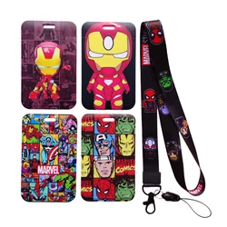 Disney-tarjetero de superhéroes para hombre, cordón deslizante para tarjetas, cuerda colgante para estudiantes, funda de identificación para empleado