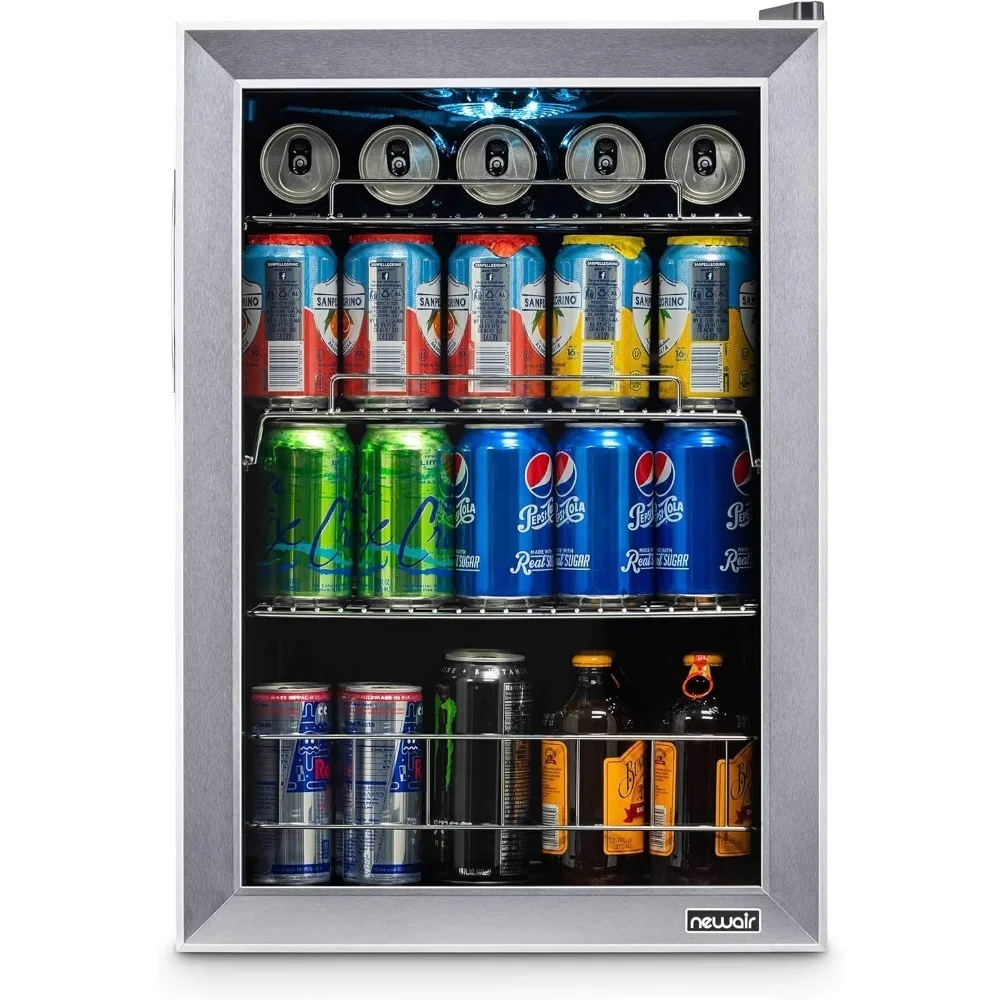 Beverage Refrigerator Cooler with 90 Can Capacity - Mini Bar Beer Fridge with Right Hinge Glass Door - Cools to 37F