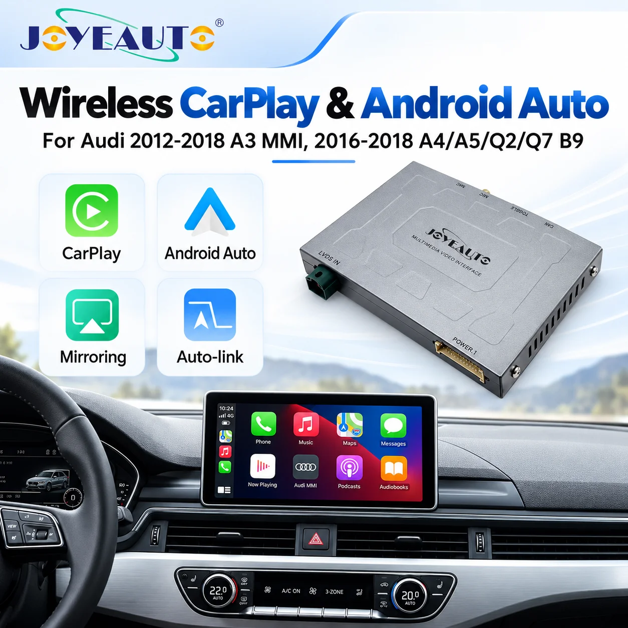 Wireless CarPlay Android Auto Module For Audi A3 2012-2018MMI A4 A5 Q2 Q5 Q7 B9 MIB 2016-2018 AirPlay Mirror Screen Retrofit Kit