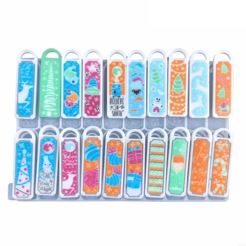  Christmas Bookmarks Keychain Epoxy Resin Silicone Mold with Hole Pendant Mold