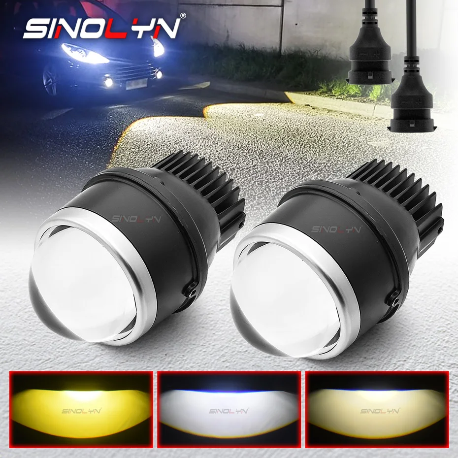 Sinolyn 3 Inch Bi LED Fog Lights Lenses 3000K 4300K 5500K Projector LED Universal Fog Lens Car Lights Spotlights Car Accessories