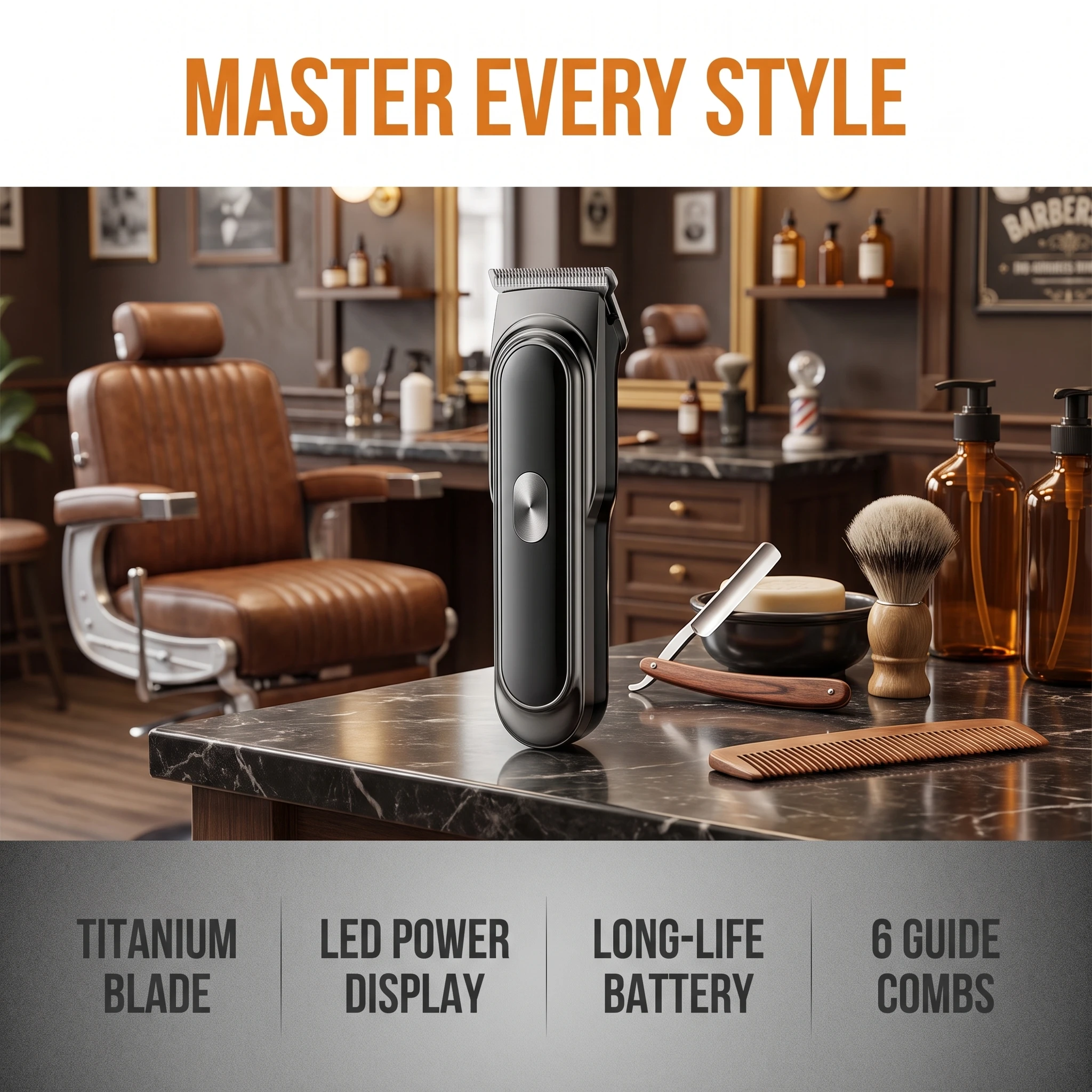 USB Rechargeable Electric Hair Clipper Titanium Sharp Blade Cordless Beard Trimmer Men Hair Cut Machine For Bald Head Carving - view 6