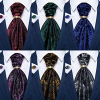 Conjunto de corbata Ascot de Cachemira verde y azul de lujo para hombre, anillo de corbata sólida, corbata para fiesta de boda, corbatas moradas, gemelos cuadrados de bolsillo, envío gratis