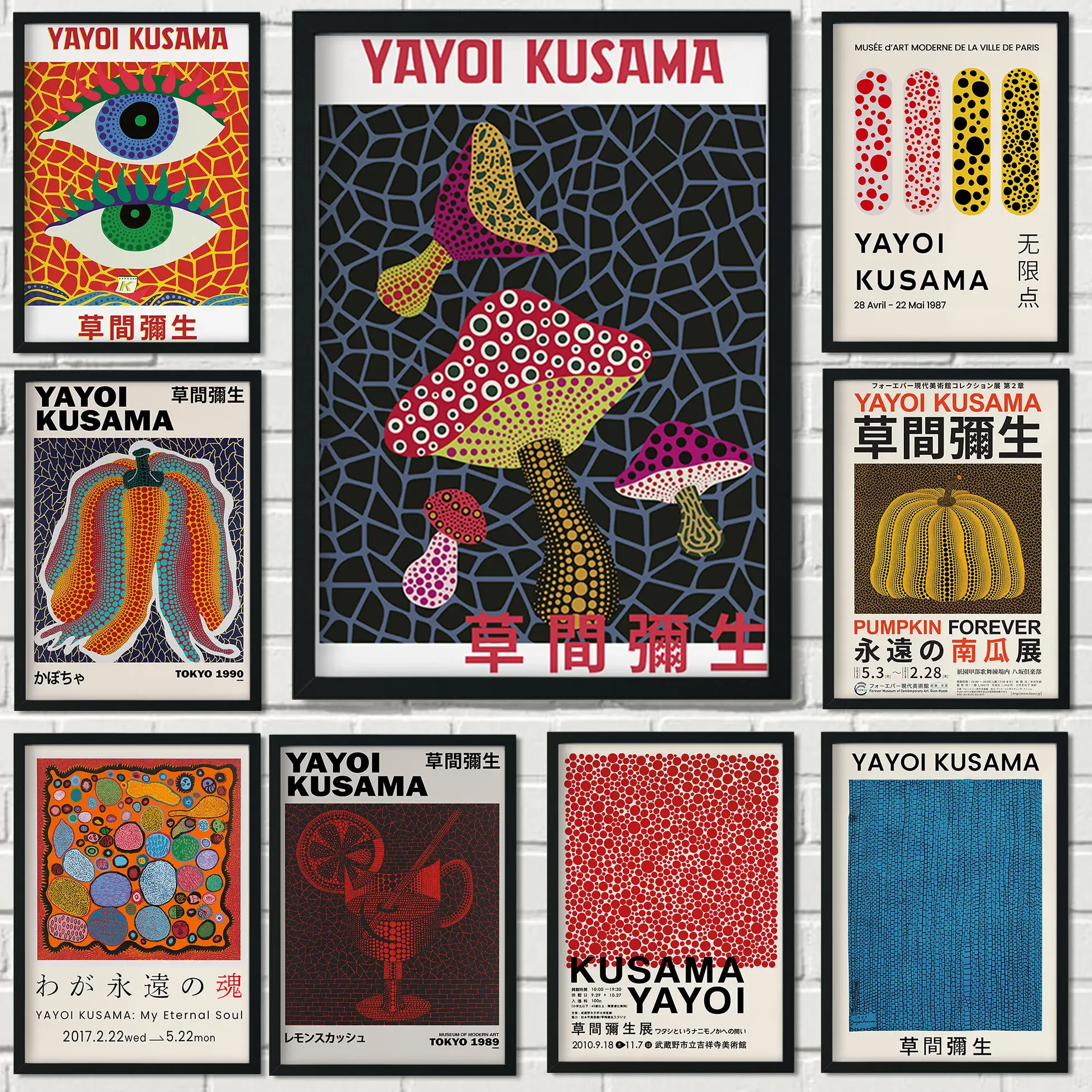 80S Yayoi Kusama Exhibition Posters and Print Japanese Artist Art Painting Canvas Abstract Modern Museum For Home Wall Art Decor