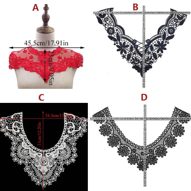 Lace Fake Neckline Collar Applique Fabric Embroidery DIY Sewing Decoration Ladies Clothing Accessories Decals Scrapbooking Patch