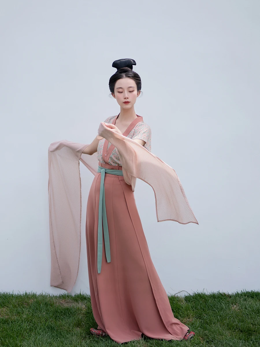 

Original Design Tang Dynas Sle Women's Hanfu Top Summer New Chinese Sle Qiuju Ba Design f Sve Long Skirt