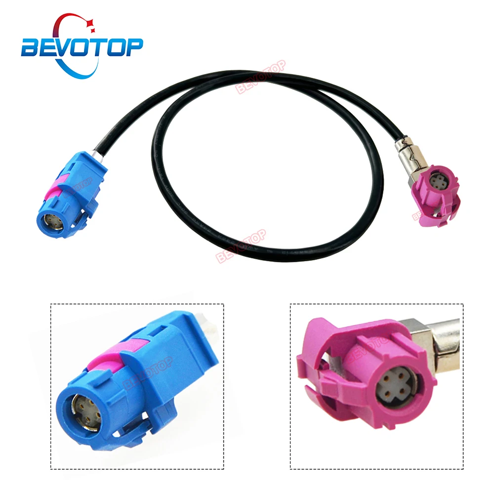 Cable de línea de vídeo LVDS para coche de 10CM ~ 10M apto para navegación GPS de Mercedes Benz Cable de Audio azul a rosa BEVOTOP arnés Fakra HSD de 4 pines