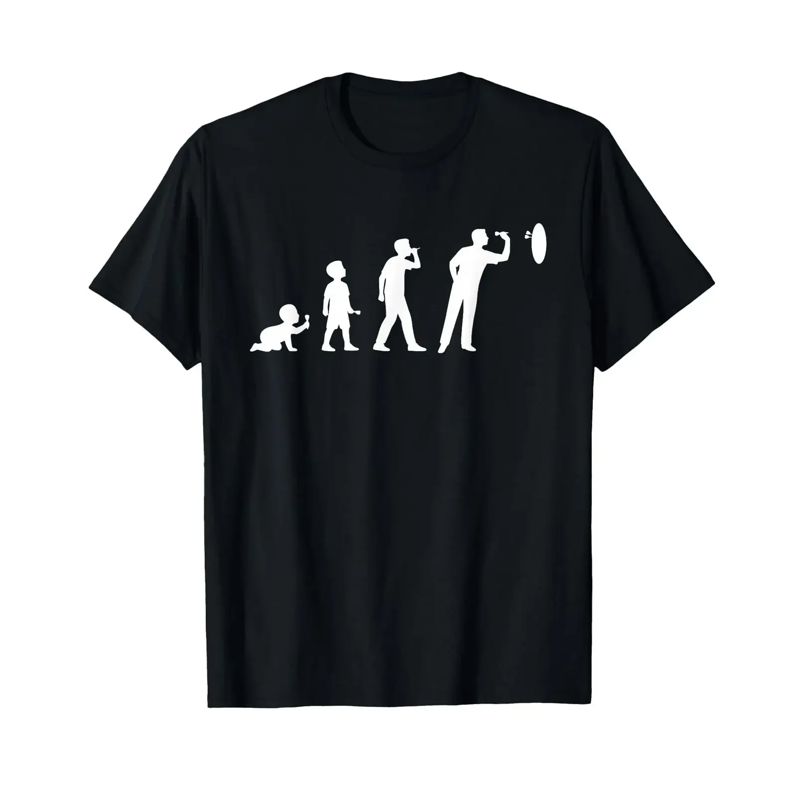 T-shirt unisexe vintage délavé, design silhouettes de joueurs de fléchettes, légèrement confortable, style décontracté pour homme