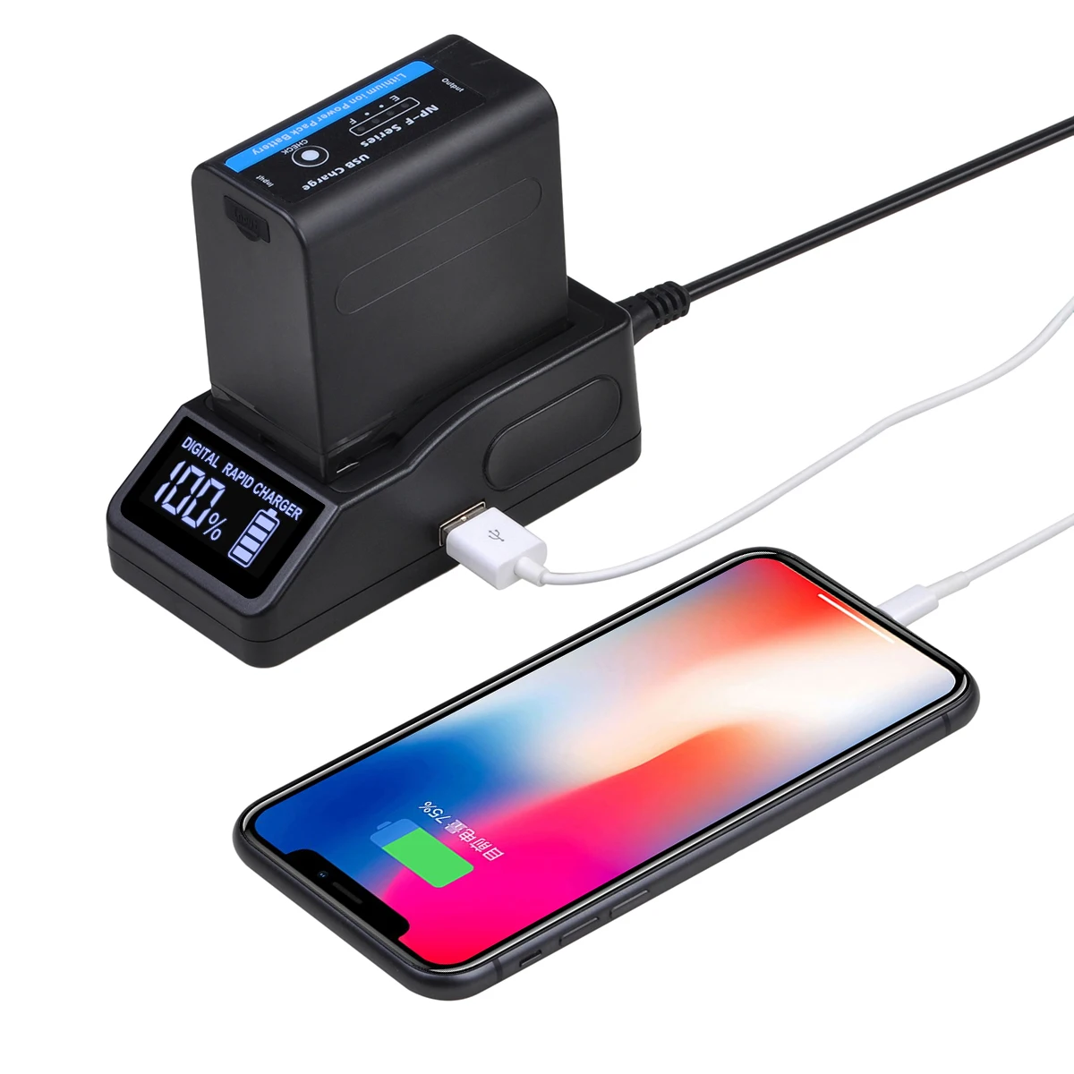 AsperX LED Display Rapid Charger for Sony NP F970 F960 F750 F550 FM50 FM500H F570 QM91D CCD-RV100 TRU47E and mobile phones