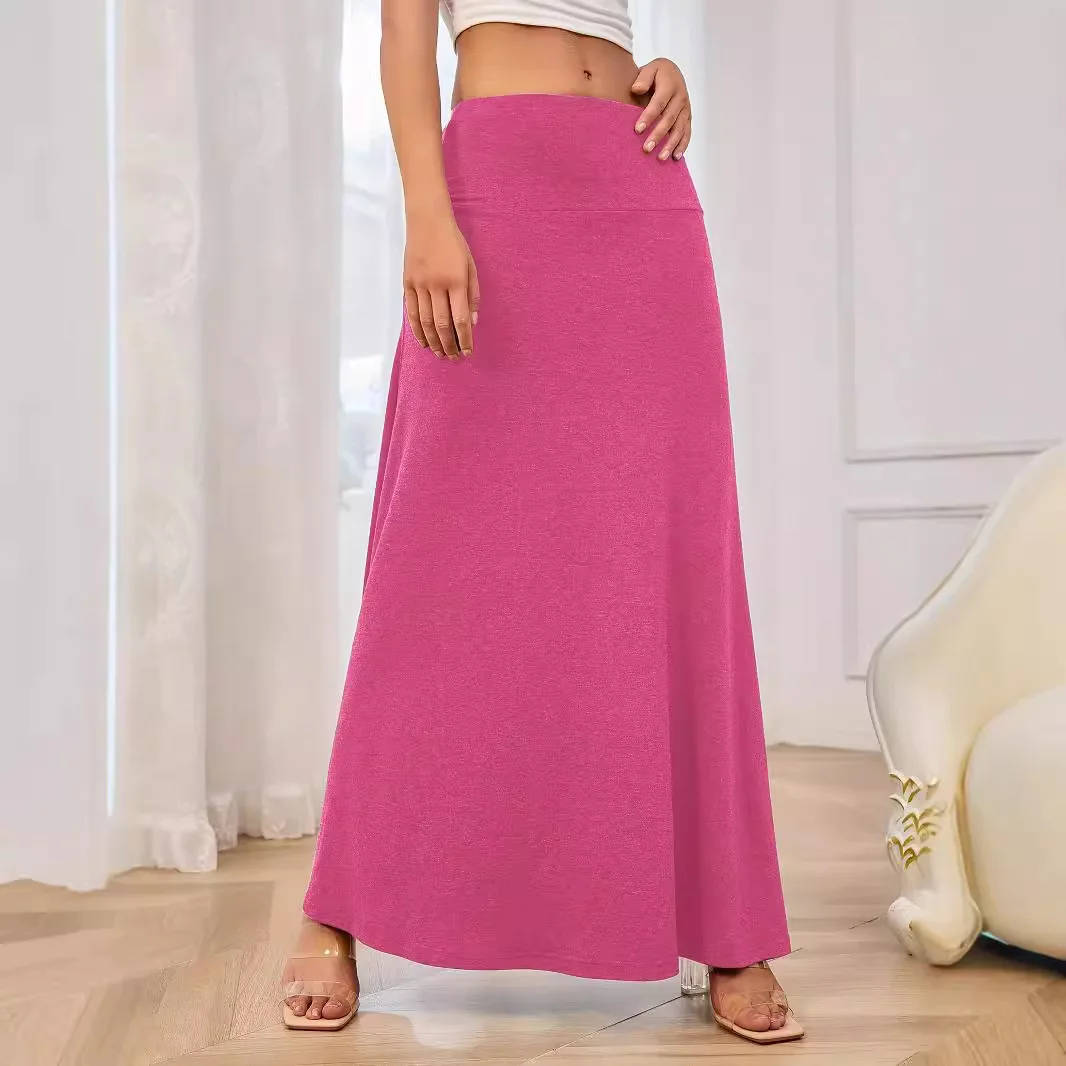 Y2K-falda informal para ir al trabajo para mujer, vestido de color liso de otoño, vestido sencillo tejido en forma de A, vestido largo holgado ajustado a la moda