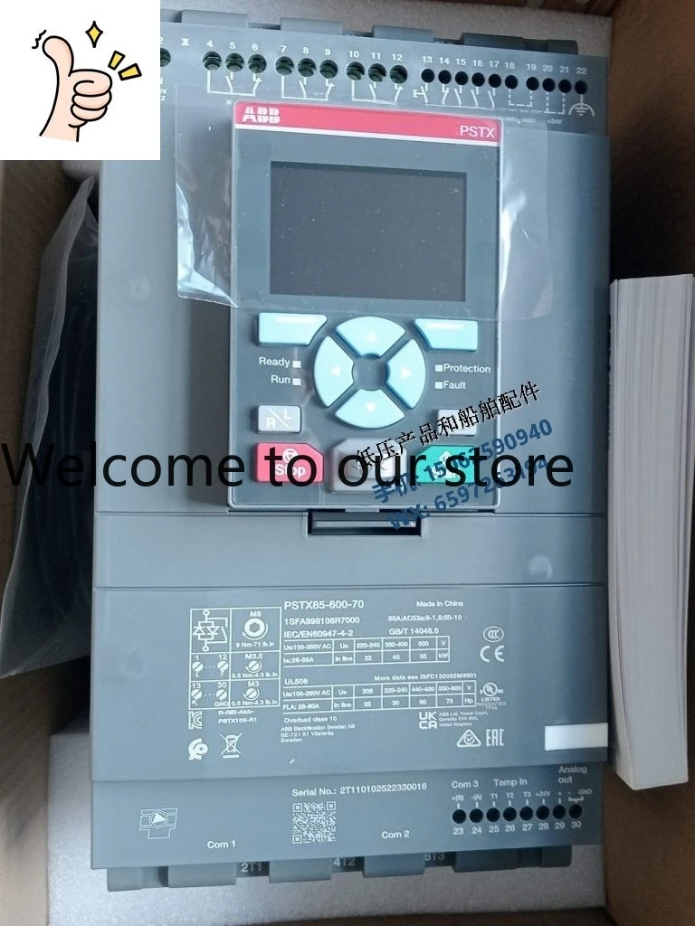 

Новый оригинальный плавный пускатель ABB PSTX85-600-70, мощность 45 кВт, напряжение AC100-250В