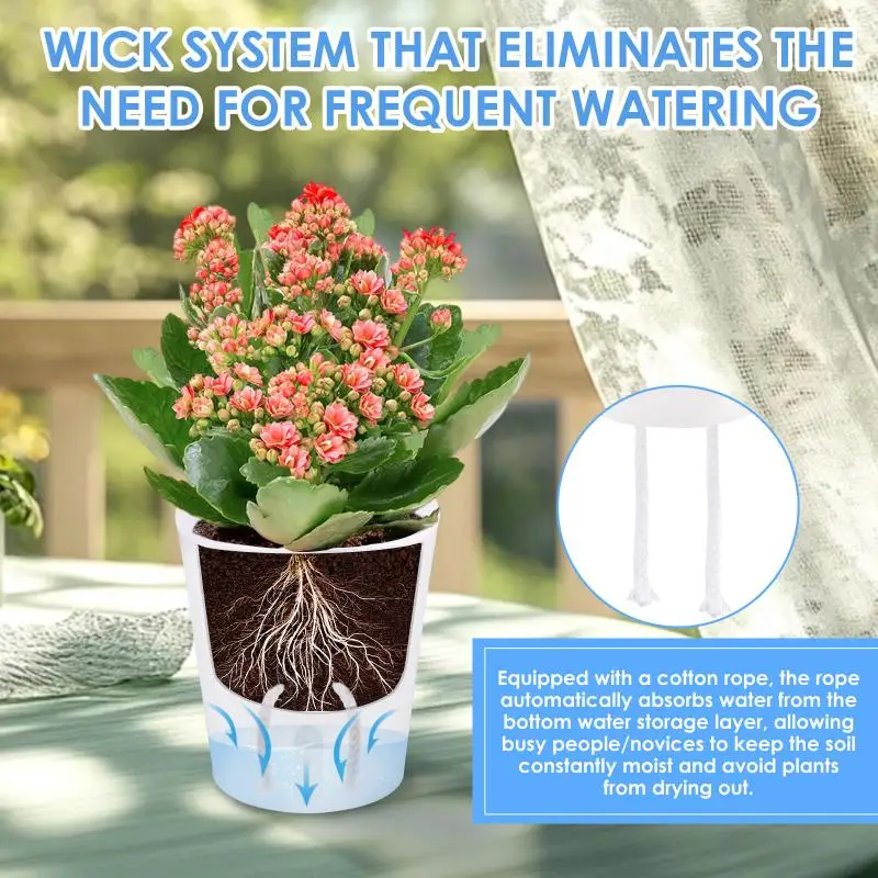 (3/5/10 Pcs Self Watering Planter Lazy Hydroponic Flower Pot Plastic Translucent Self-absorbent Flower Pot Desktop Decoration)