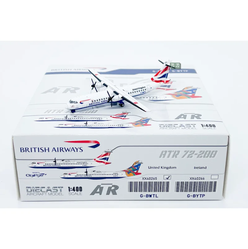 Modelo Coleccionable de Avión a Escala 1/400 de British Airways ATR-72-200 G-BWTL, Fabricado en Metal Fundido a Presión, Marca JC