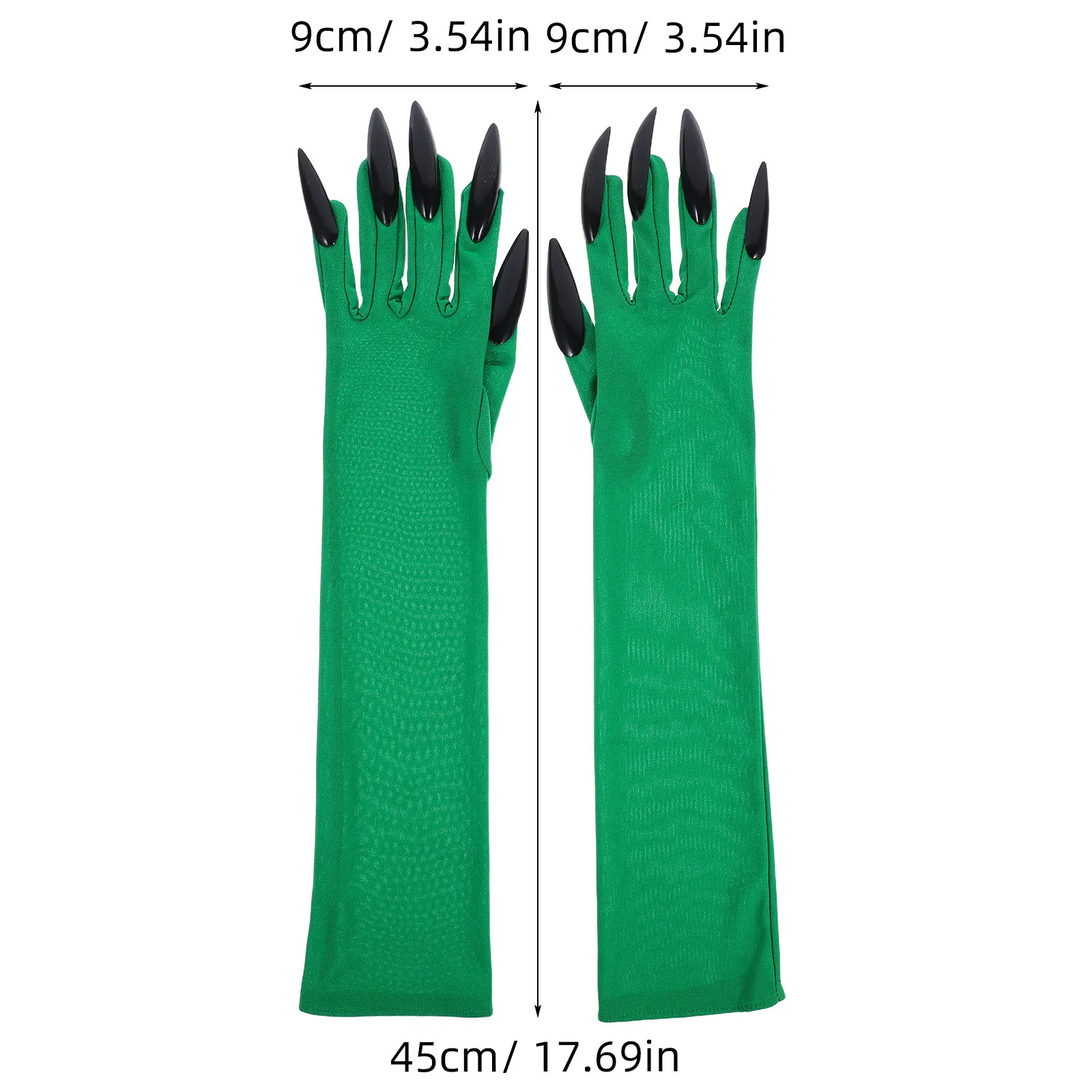 1 paio di guanti da artiglio verde dito lungo unghie nere costume spaventoso di Halloween accessori cosplay artigli di Halloween guanti da donna
