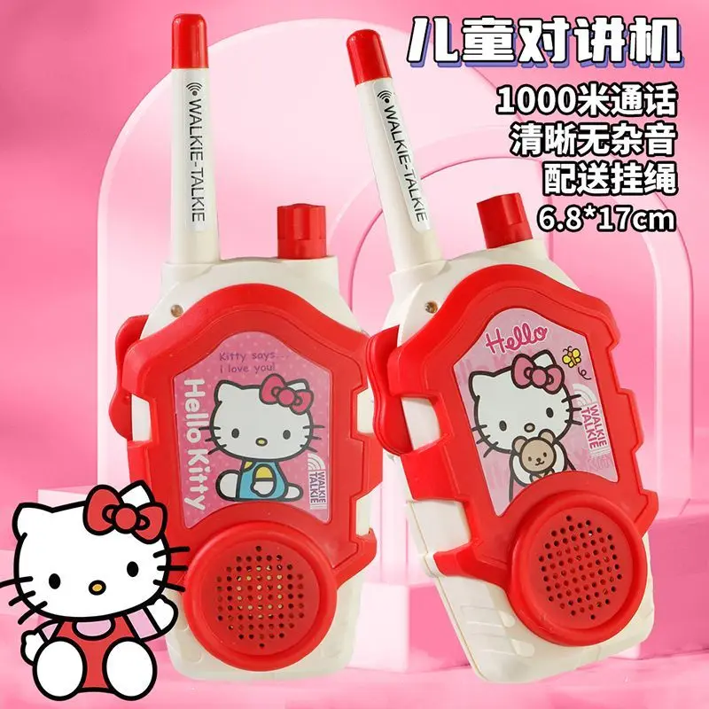 Kawaii Sanrio Hello Kitty Kids Walkie Talkies 1000m Range Wireless Charge for Pretend Play Outdoor Adventure Cute Anime Gift