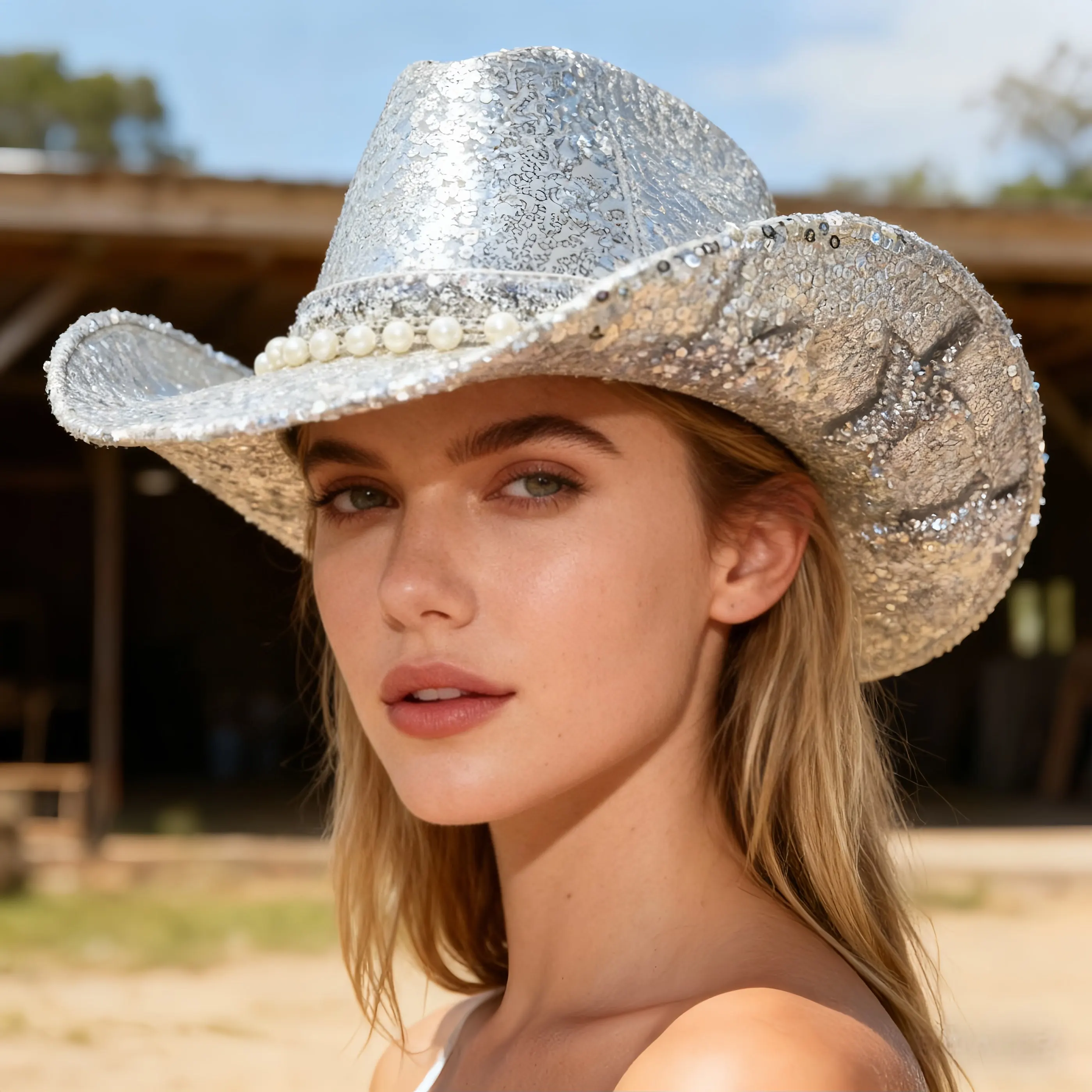 

HongLuan блестящая костюмная шляпа для взрослых и ковбойские шляпы со стразами для женщин, ковбойские аксессуары для косплея и кепка в стиле пастушки