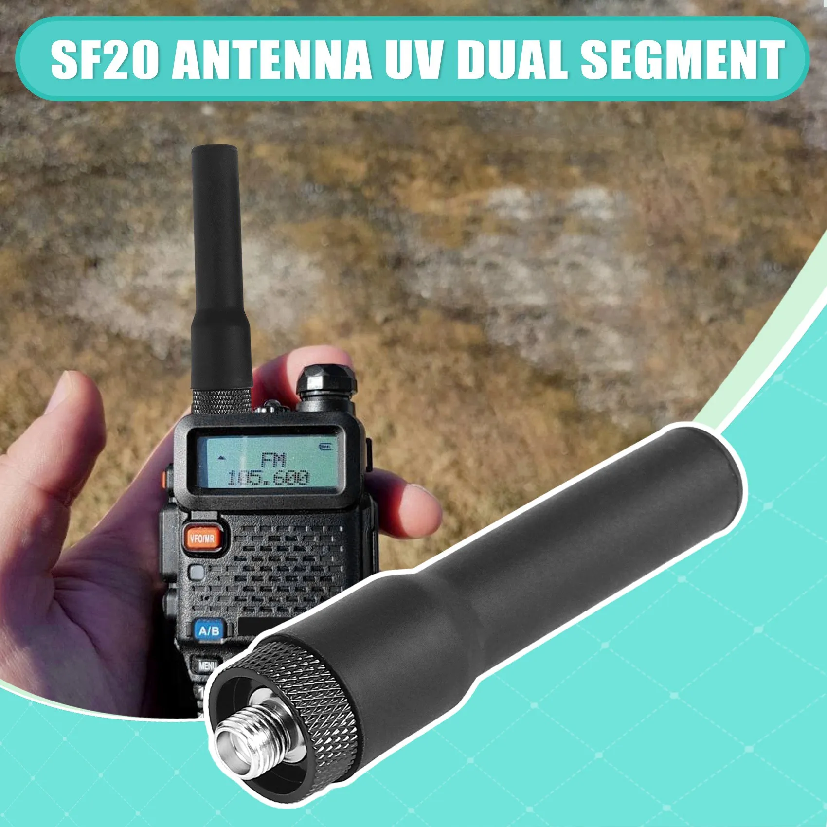 ABGN Walkie Talkie Soft Antenna -20 Short Aerial SMA-F Dual Band VHF UHF for UV-K6 UV-21 UV-17 UV-18Pro Max Radio D
