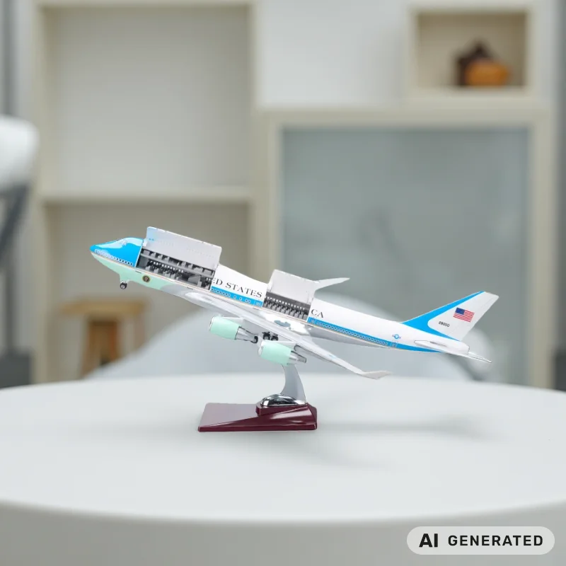 47cm Air Force One B747 Resin Model Airplanes Diecast 1/150 Scale Aircraft Models Open the Cabin Door Aviation Fans Collectible