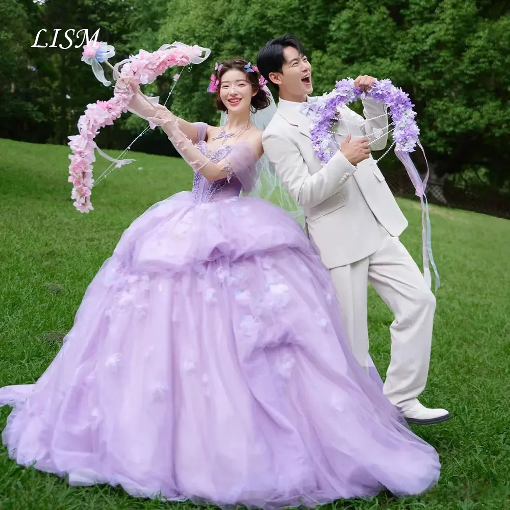 

LISM Вечерние платья принцессы в форме сердца с открытыми плечами, шелковые тюлевые бусины, вечерние платья для выпускного вечера по индивидуальному заказу, 저angga 드레스