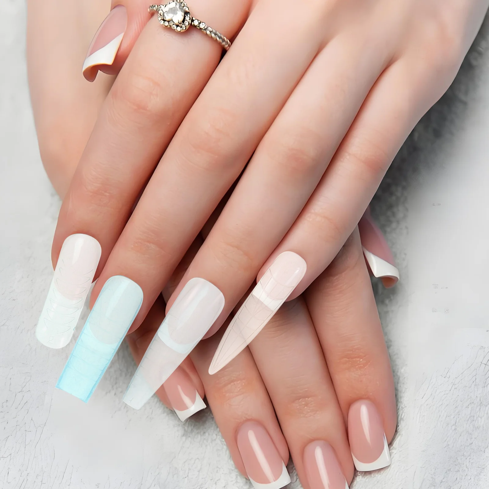 144 pièces pointes d'extension d'ongles Macaron variété de couleurs couverture complète carré prés-en-formes ongles artificiels bricolage Extension d'ongles à la maison