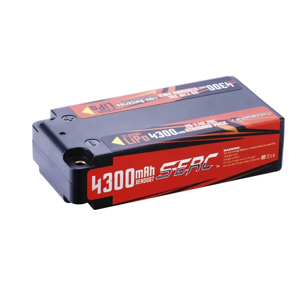 

2S Shorty Lipo Battery 7.4V 4300mAh 70C Hard Case with 4mm Bullet for RC 1/10 Scale Vehicle Car Truck Tank Buggy Champ