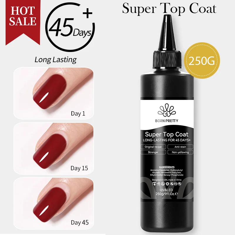 Nascido bonito 250g cola de unhas super forte para pontas de unhas falsas imprensa em unhas pacote recarregável base gel casaco superior fosco