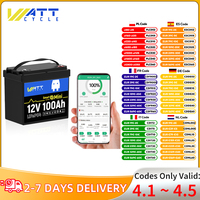 Wattcycle LiFePO4 Battery 12V 100Ah Bluetooth Real-time Control Ensure the Safe Use Perfect For Outdoor Camping/ Fishing , ect