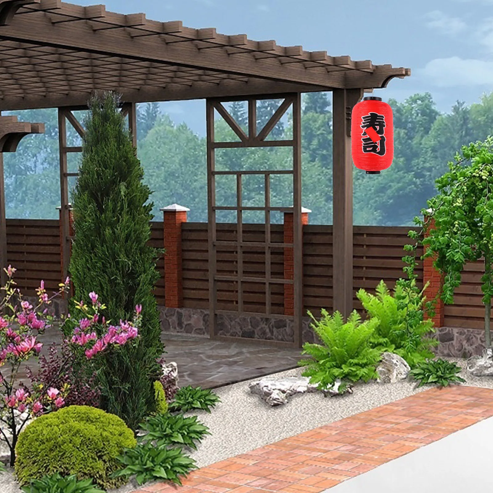 

1pc Waterproof Red Sushi Lantern Japanese Style Pvc Hanging Decoration For Restaurant Festival Home Outdoor Plastic Ornament