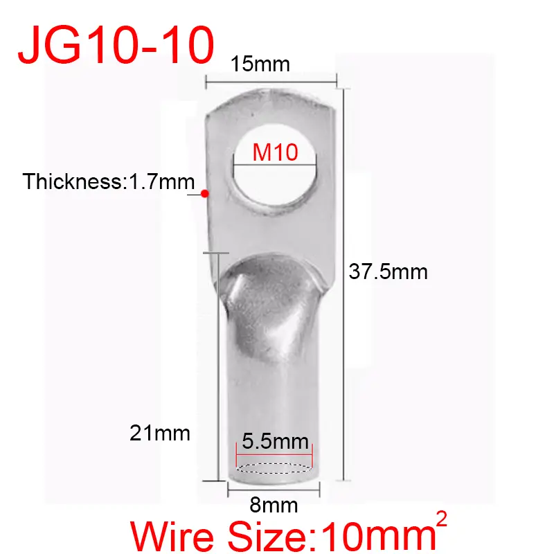 JG6/10/16/25/35/50/70/95/120-300 Marine Copper Screw Hole Electric Wire Cable Ring Tubular Cord End Lug Connector Crimp Terminal - Image 28