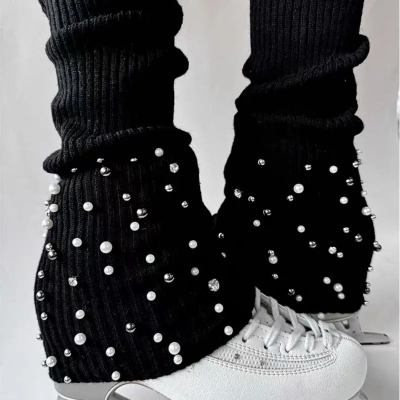Women's Figure Skating Training Leg Warmers Knit Calf Socks Adult Warm Leg Warmers Ice Skate Boot Protective Covers
