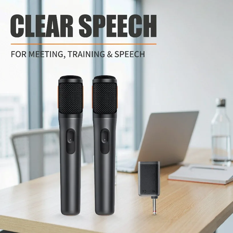 Plug And Play Wireless Mic Dual AES-128 Encrypted 20H Battery 6.35mm Receiver For Party KTV Karaoke Speaker Open Mic Night