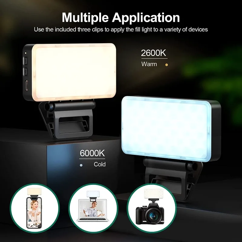 Filling light Photography Live Clip Light Portable Adjustable LED Mini Pocket Light Charging