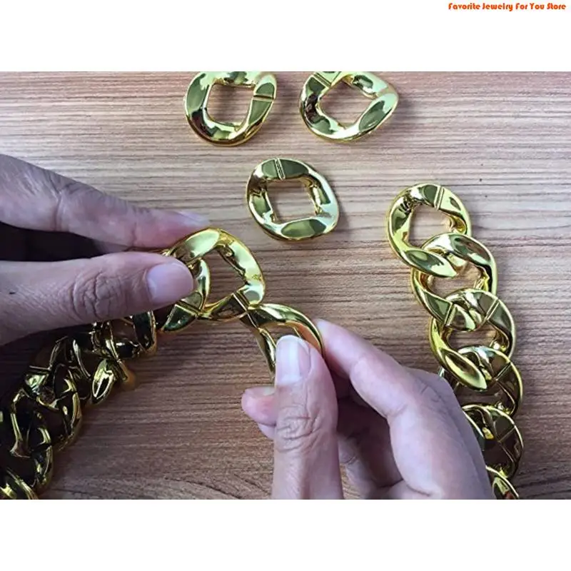 91AF for Giant Gold Neck Chain Imitation Gold Hip Hop Chain Necklace Exaggerated Dres