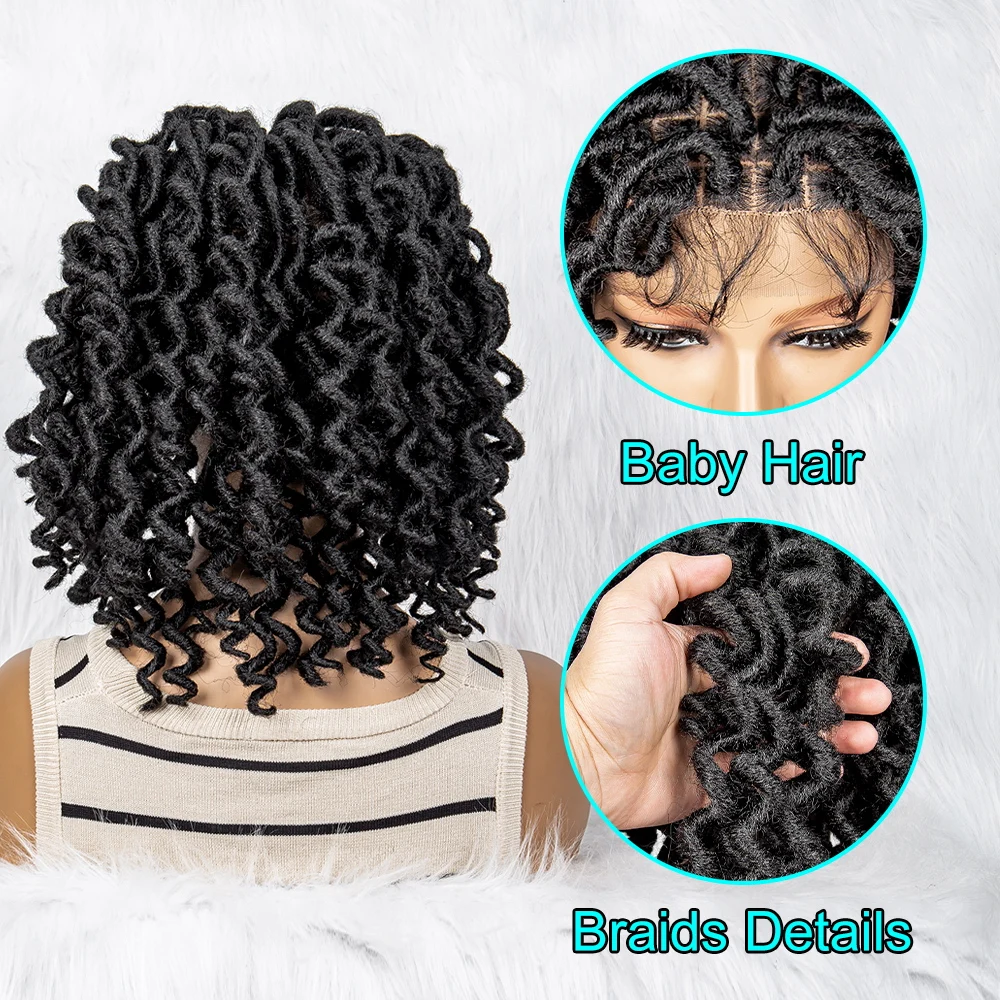 아기 머리카락과 크로 셰 뜨개질 땋은 가발 합성 Cornrow 상자 전체 레이스 가발 흑인 여성을위한 Knotless Boho Braiding 가발