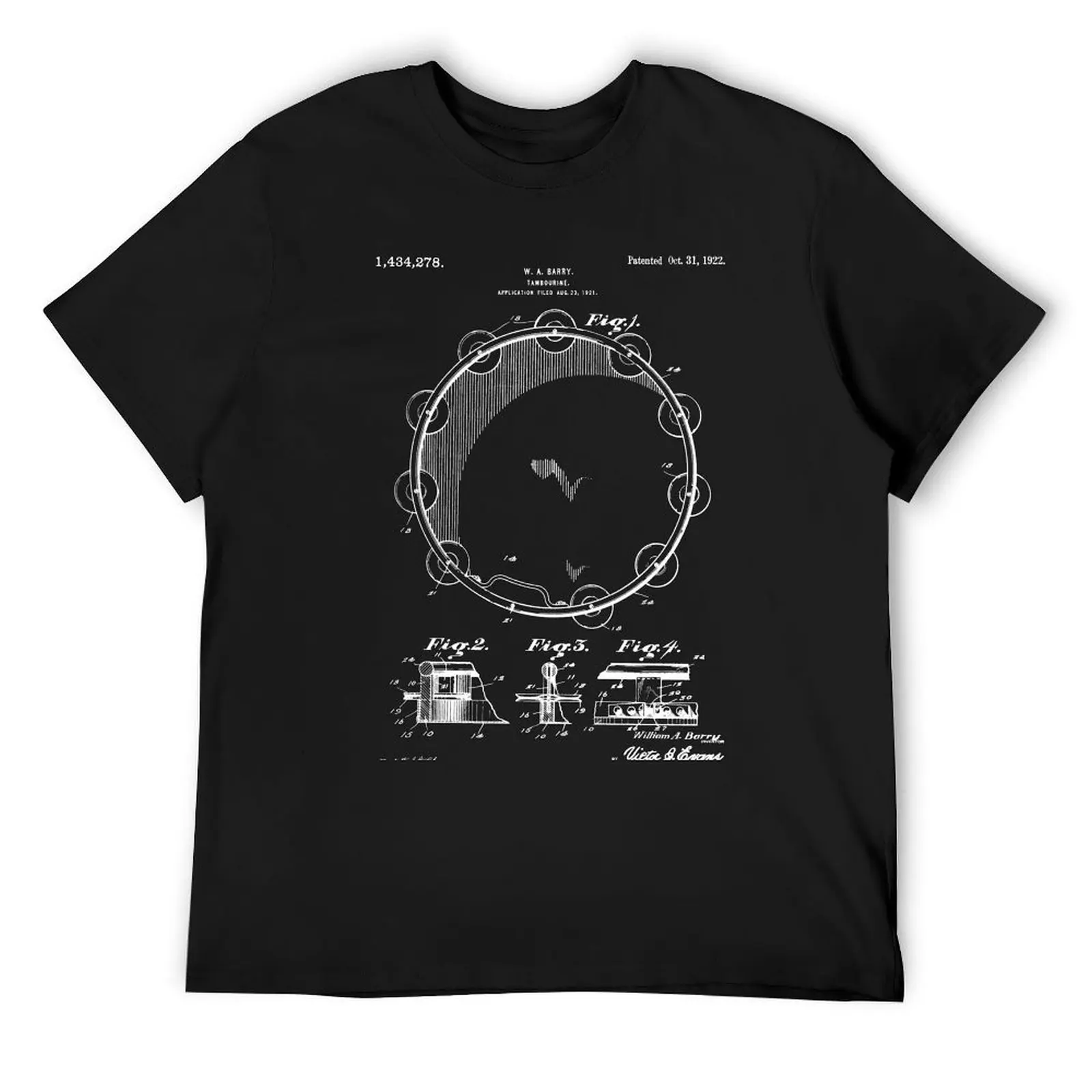 Tambourine Patent 1922 - White T-Shirt man t shirt quick-drying graphics mens plain t shirts