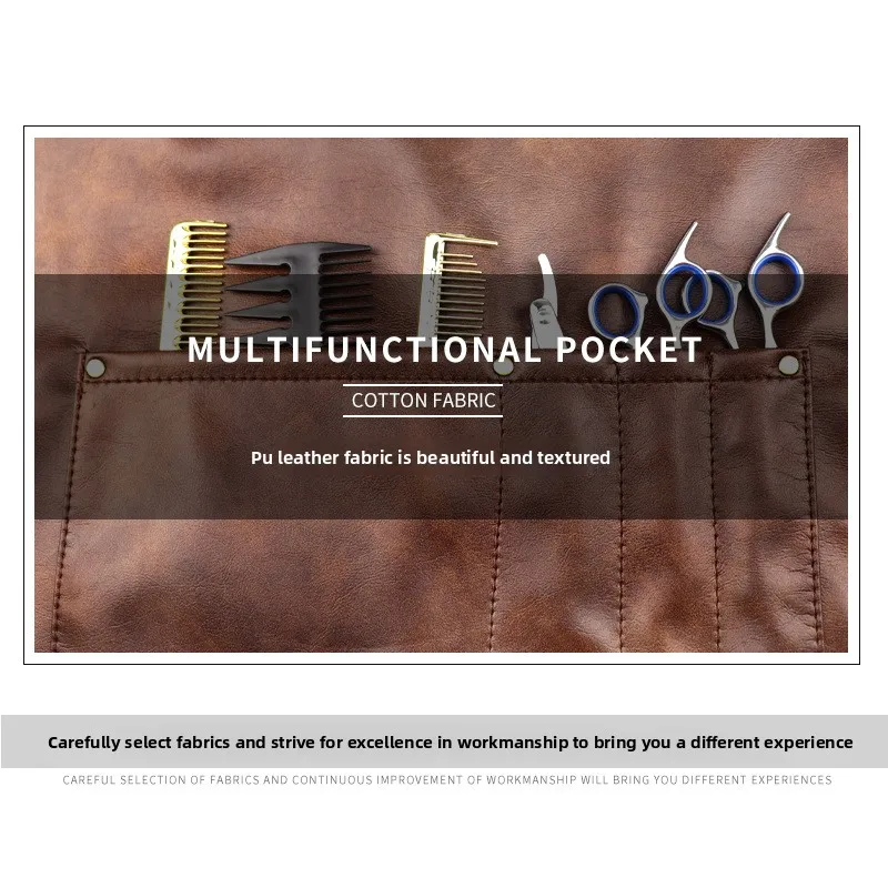 مريلة من جلد البولي يوريثان بشعار مفصل مثالية للطهاة ومصففي الشعر في المطاعم وصالونات التجميل #5