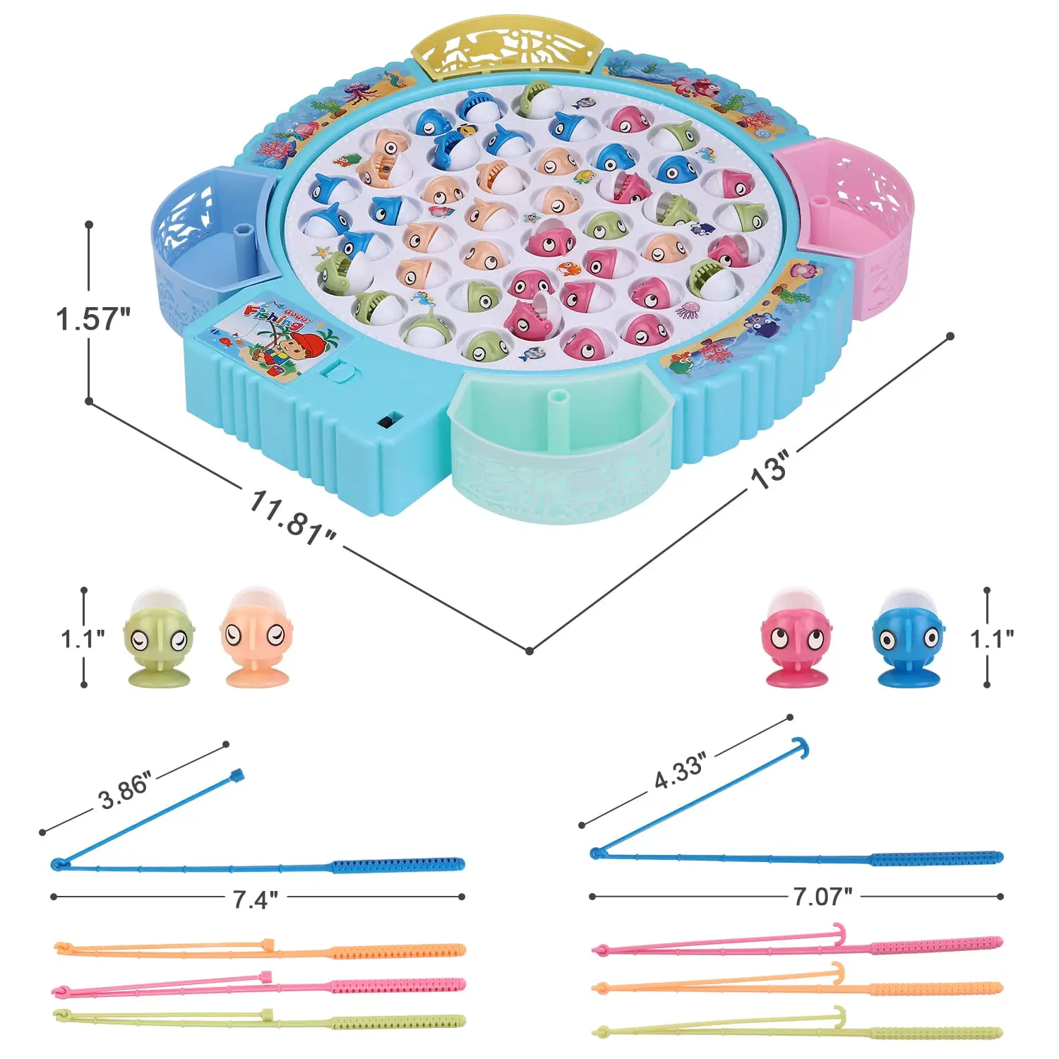 Magnetic Fishing Game Toys, Rotating Board Game with Music, for Kids Party Game Toys Birthday & Christmas Gift