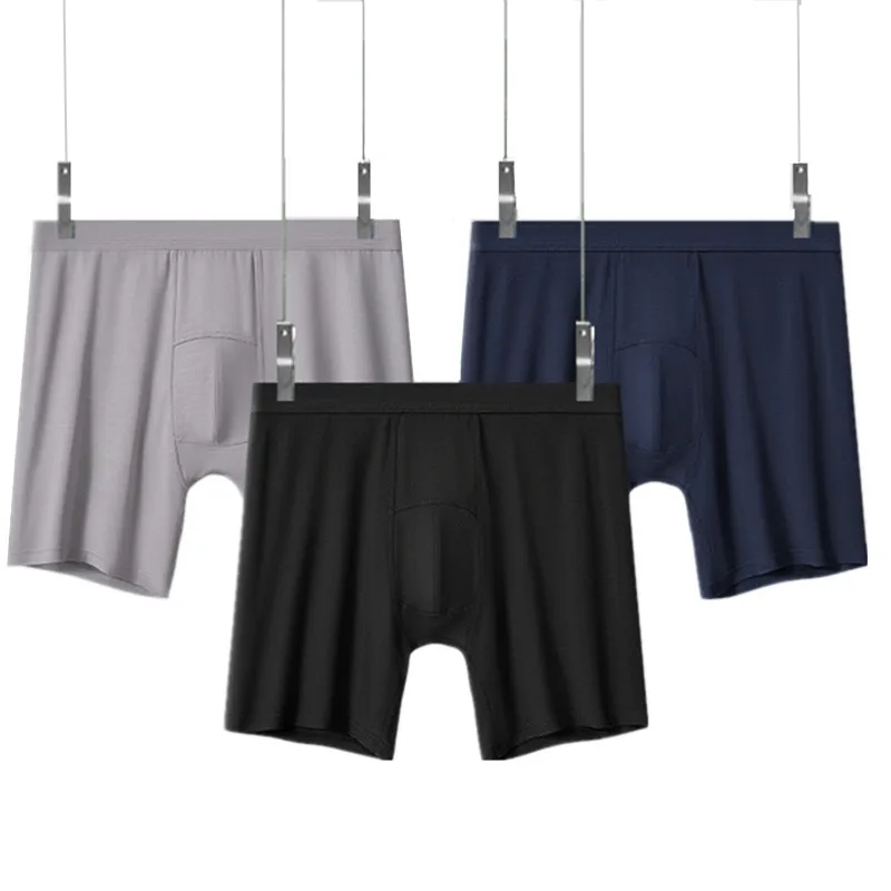 

Mens Underwear Modal Boxer Shorts Man Solid Extended Long Underpant Male Antibacterial U Convex Pouch Panties Plus Size XL-5XL