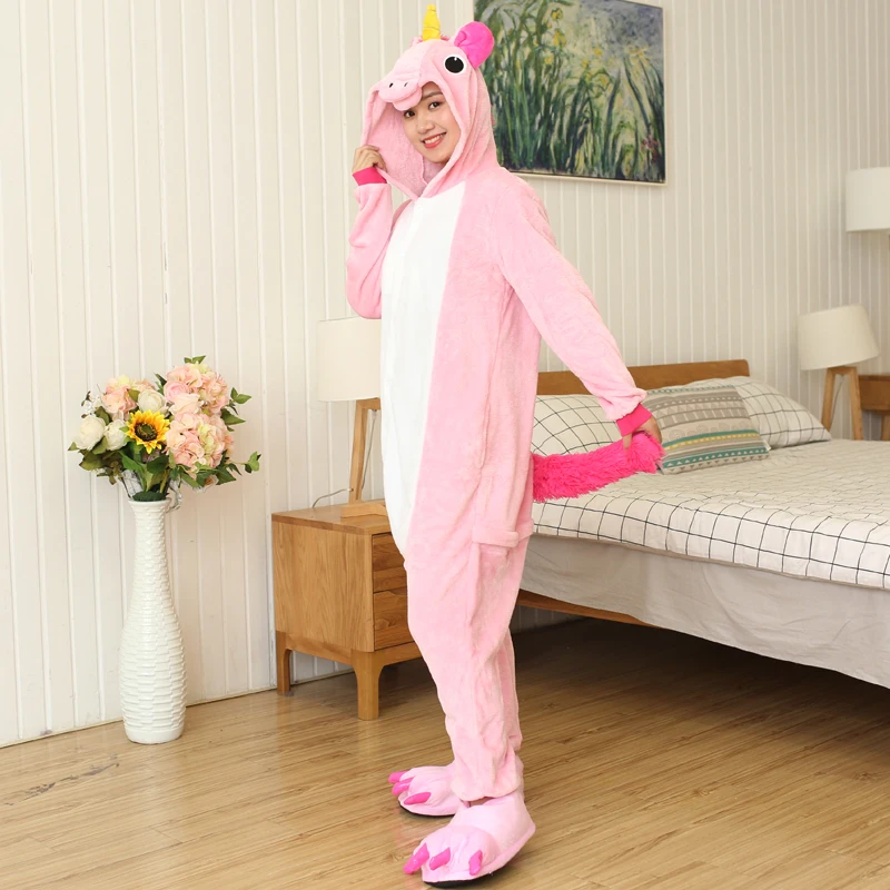 Kigurumi Unicorn Cartoon Pajamas Onesies For Adult Women Men Animal Pyjamas Jumpsuits Christmas Halloween Cosplay Party Costumes