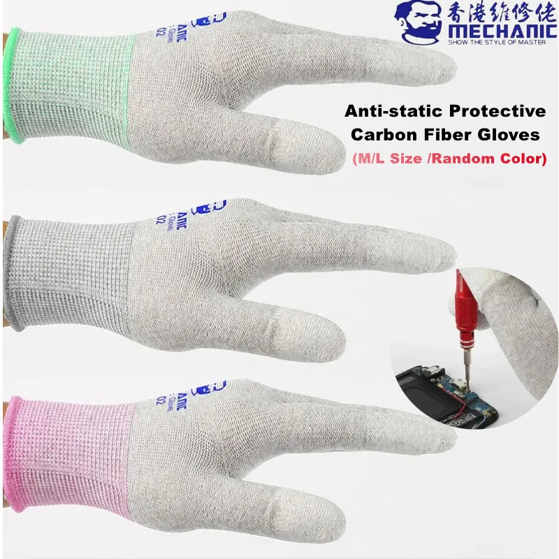 

1 Pair Anti-static Gloves Electronic Repair Protective Glove PU Layer Anti Slip Wear Resistant for Industial Phone Repair Tools