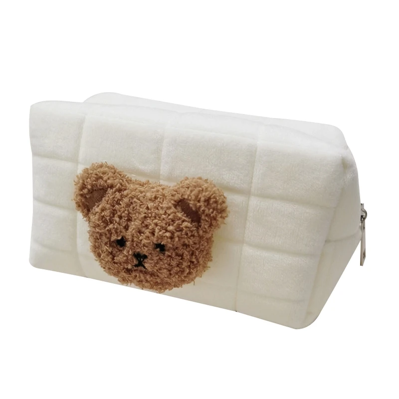 Oso de dibujos animados, organizador para bebé, bolsa de maquillaje de viaje para mujer, bolsa de cosméticos multifuncional,