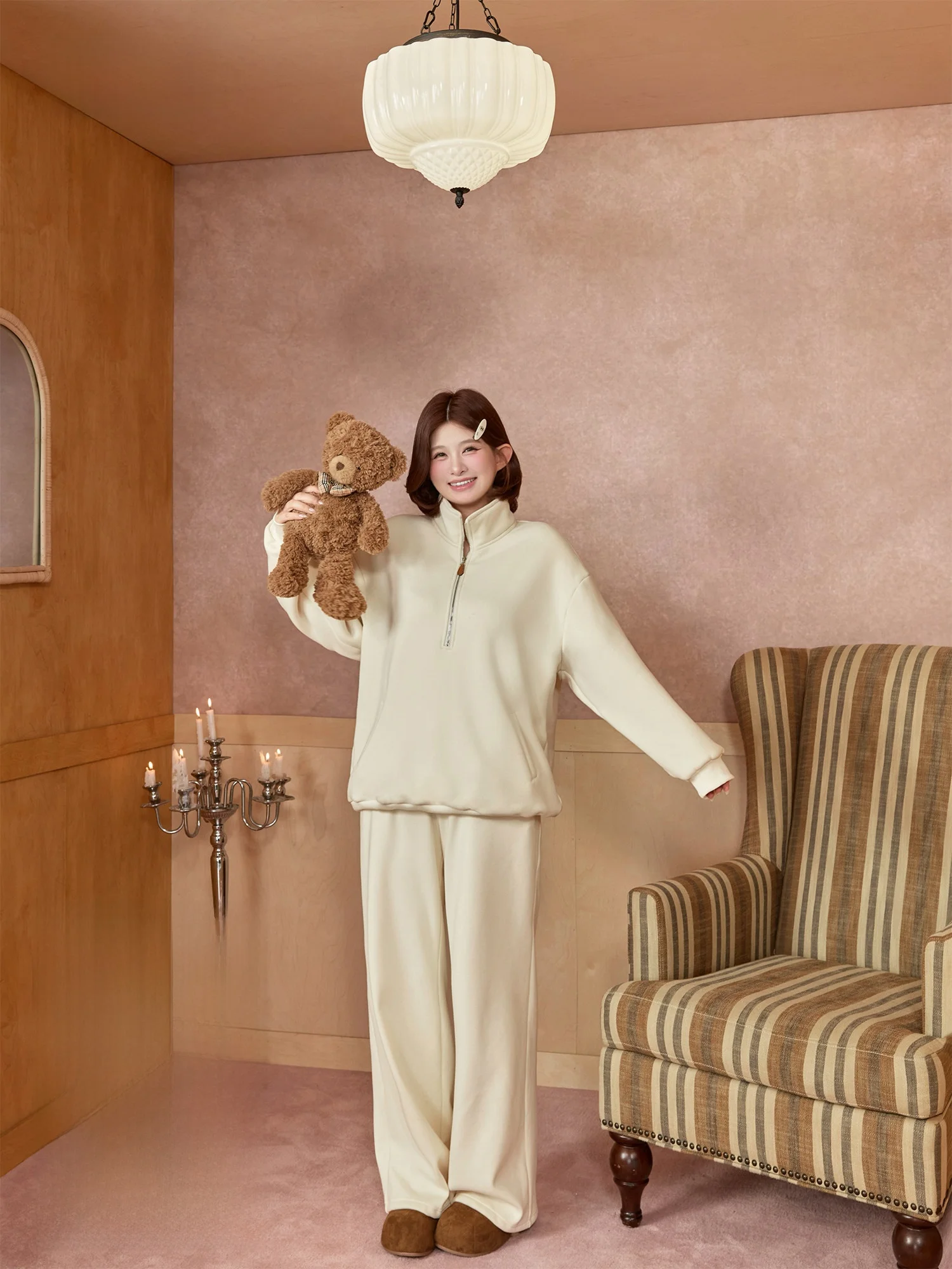 

Спортивный комплект для отдыха: брюки и куртка с высокой талией, длинный рукав, зимний модный комплект для женщин