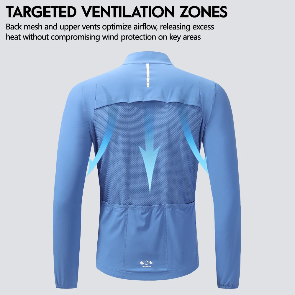 RION サイクリングジャケット メンズ ウインドブレーカー 自転車コート バイクウェア プロ MTB ジャケット パッカブル 防風 UPF 50+ 軽量 秋