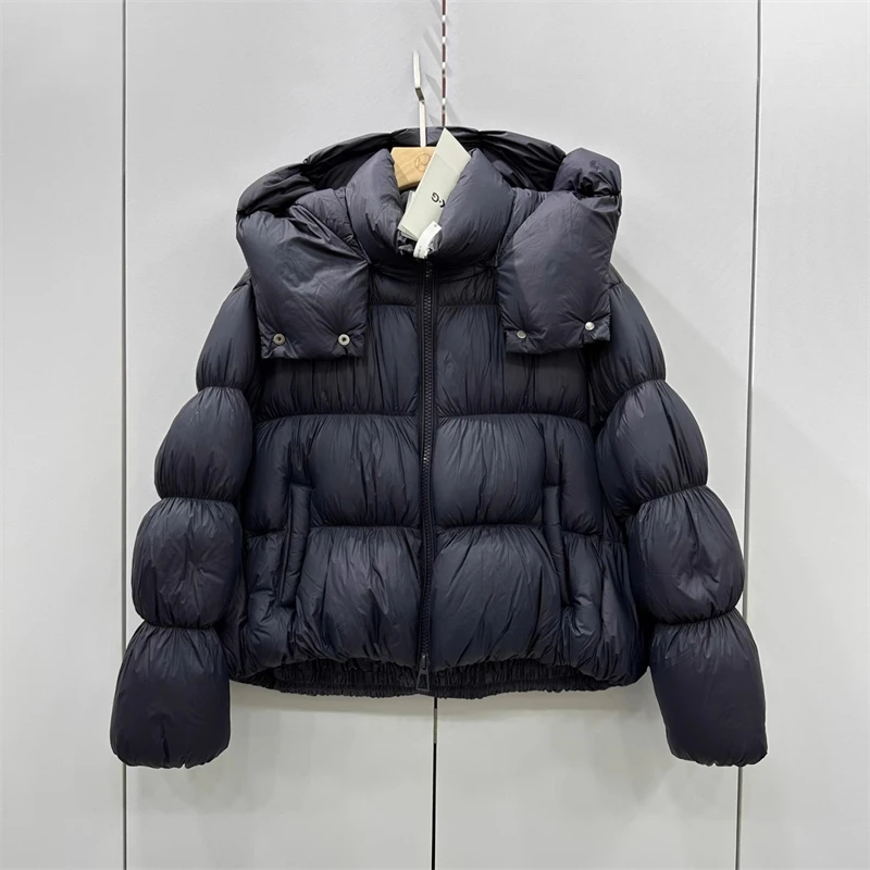 Hoogwaardig winternieuw stijl wit ganzendons verdikt warm donsjack met capuchon voor dames, modieuze, eenvoudige en veelzijdige jas