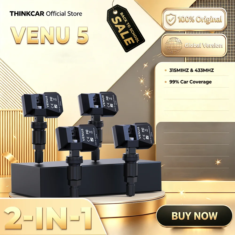 MUCAR VENU 5 Sensor 433 315MHZ TPMS Sensor 2 in 1 Tire Repair Tools Scanner Tire Pressure Monitor Tester Programming 4 PCS Metal