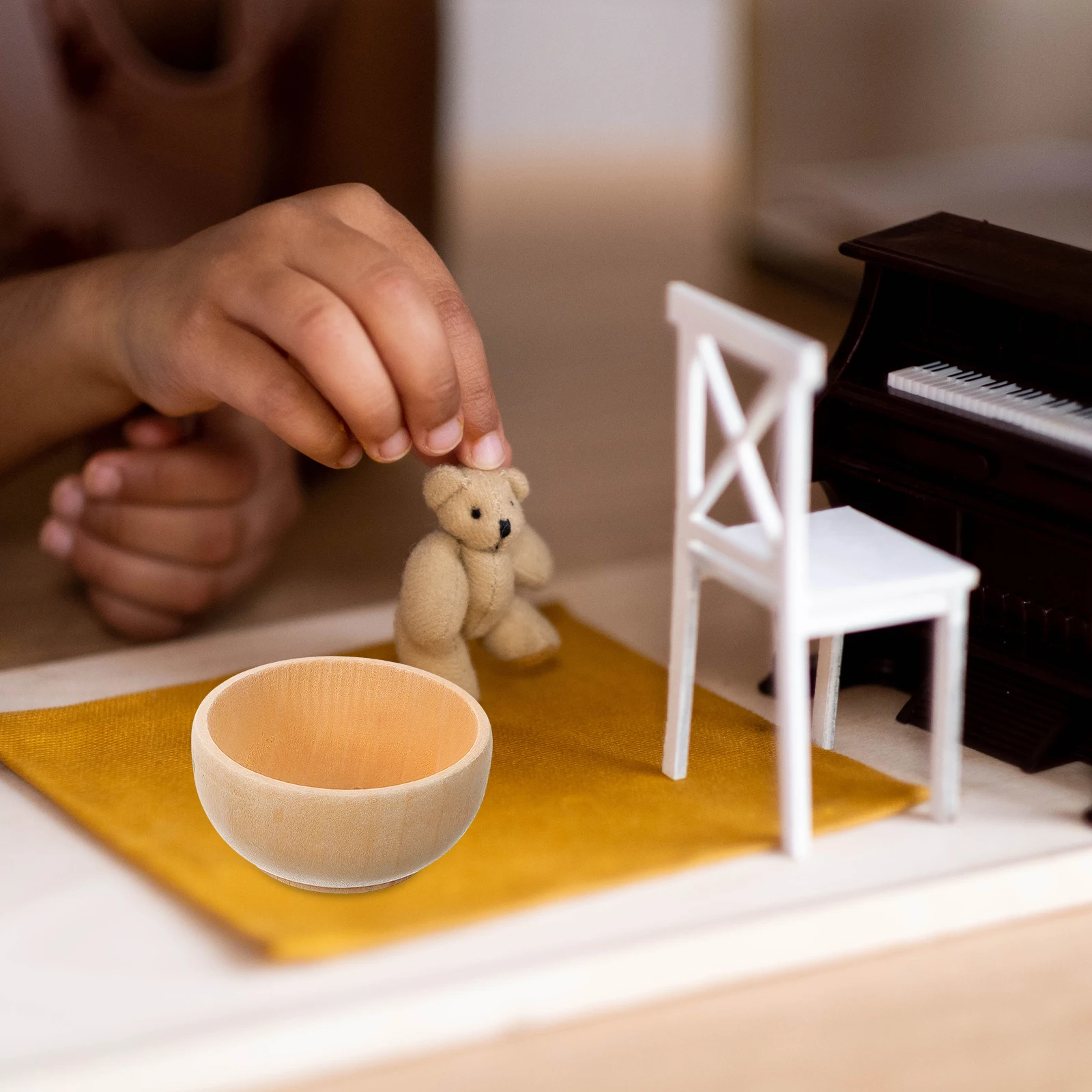 

4 Pcs Wooden Small Bowl Set Mini Cutlery s Blanks Miniature Unfinished Bowls Pretend Play Cooking Child