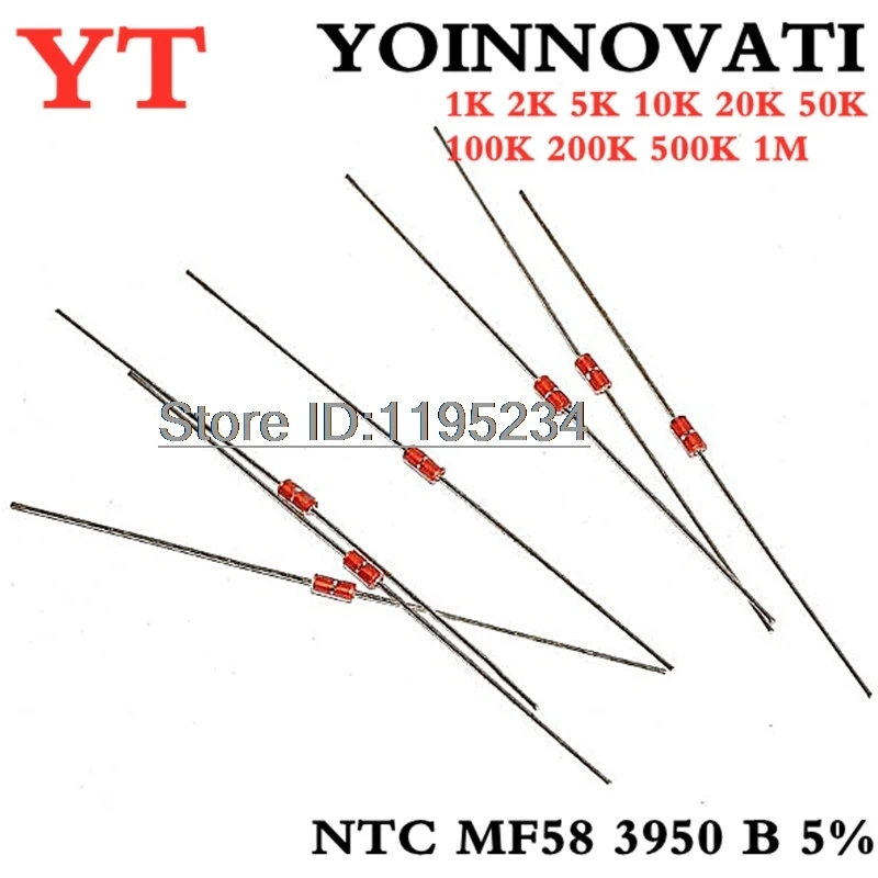 Thermal Resistor NTC MF58 3950 B 5% 1K 2K 5K 10K 20K 50K 100K 200K 500K 1M 1/2/3/5/10/K Ohm R Thermistor Sensor