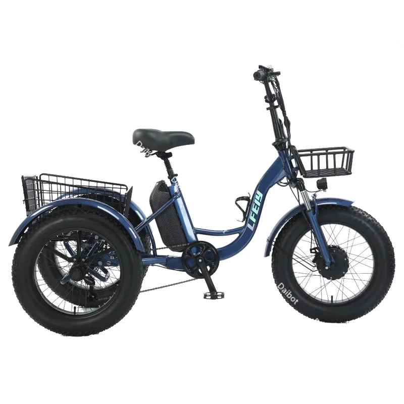 Triciclo elettrico da 20 pollici Cargo Bike 3 ruote per adulti con cestino 500W 48V Potente mountain bike elettrica uomo per lunga distanza